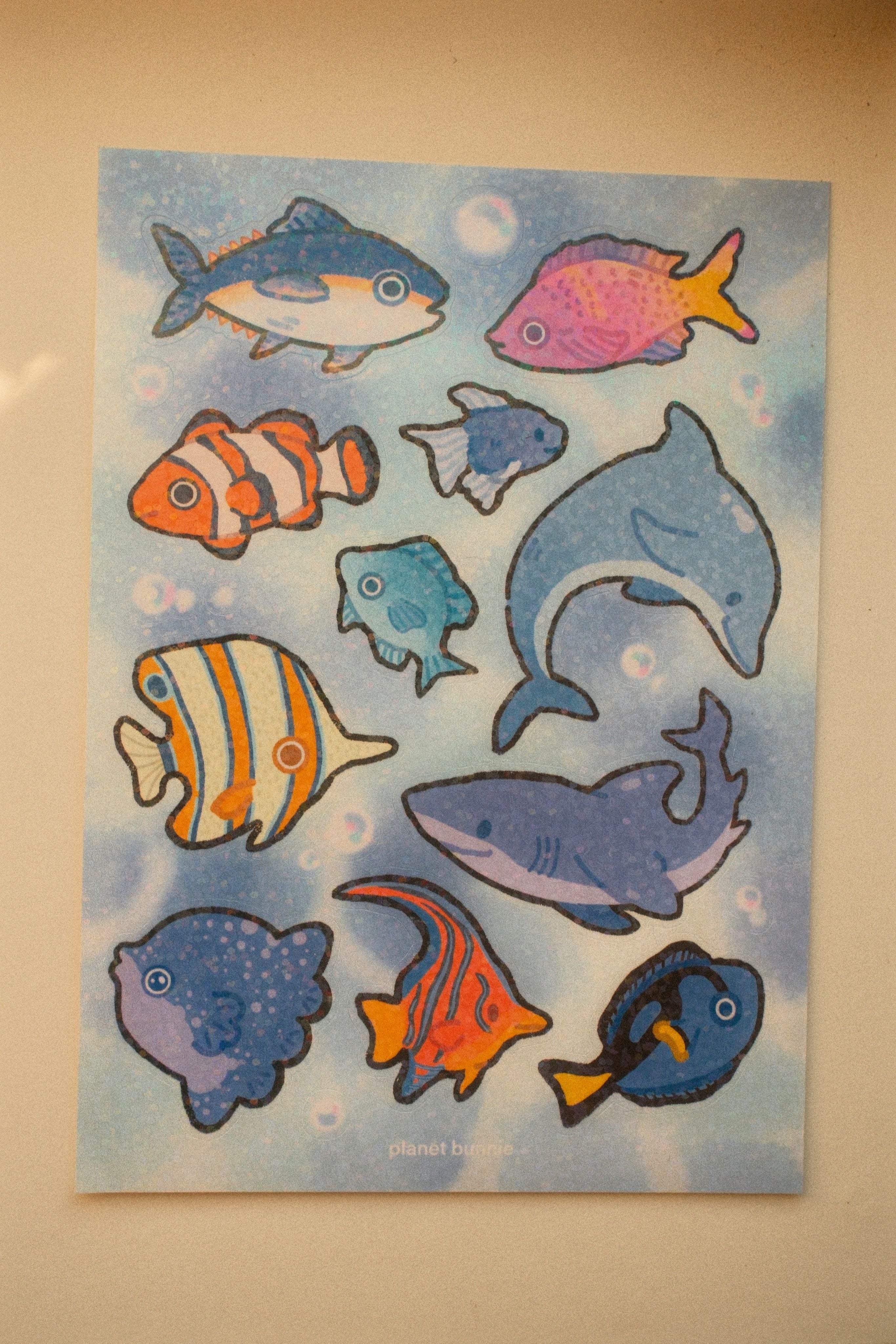 Ocean Fish Glitter Sticker Sheet
