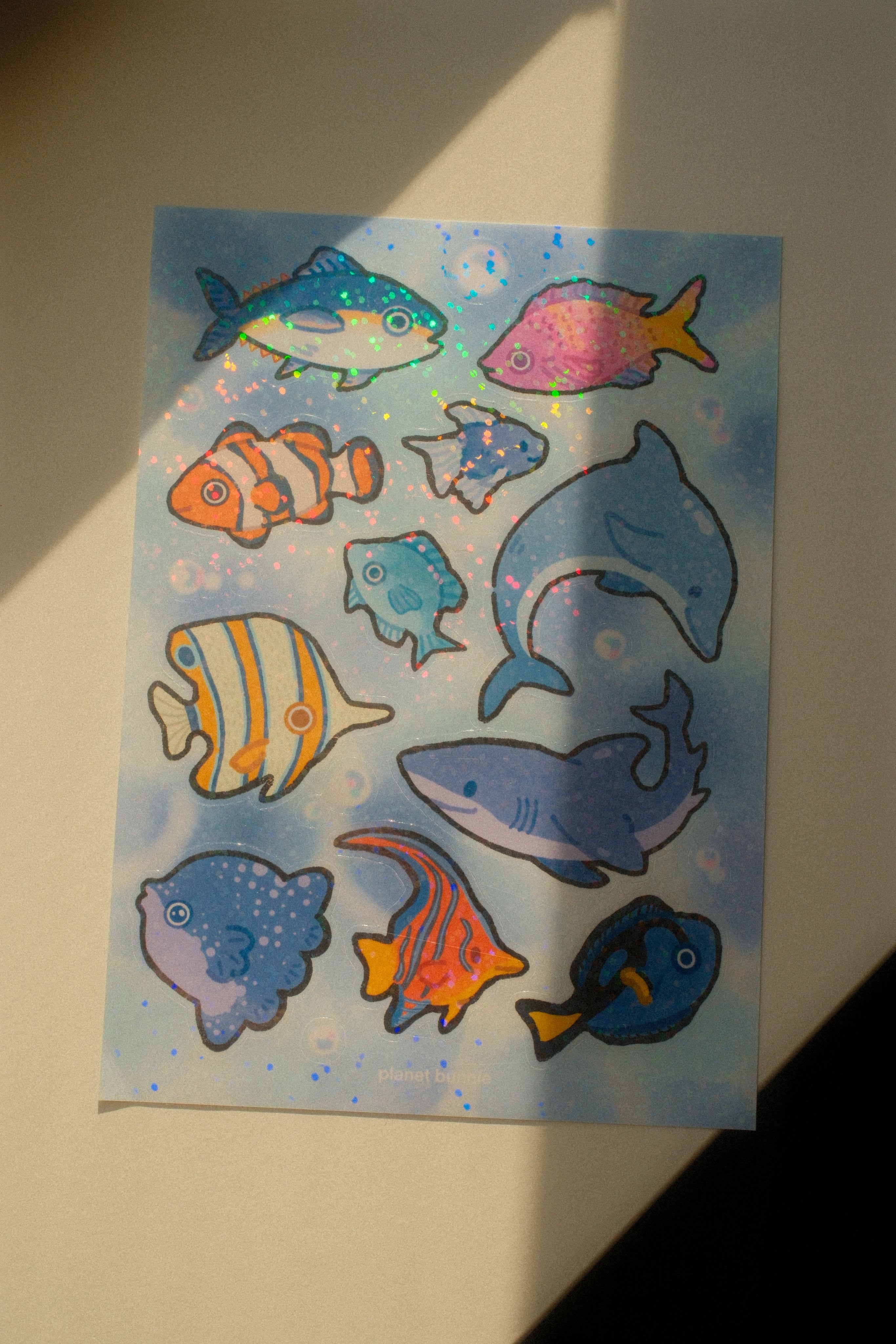 Ocean Fish Glitter Sticker Sheet