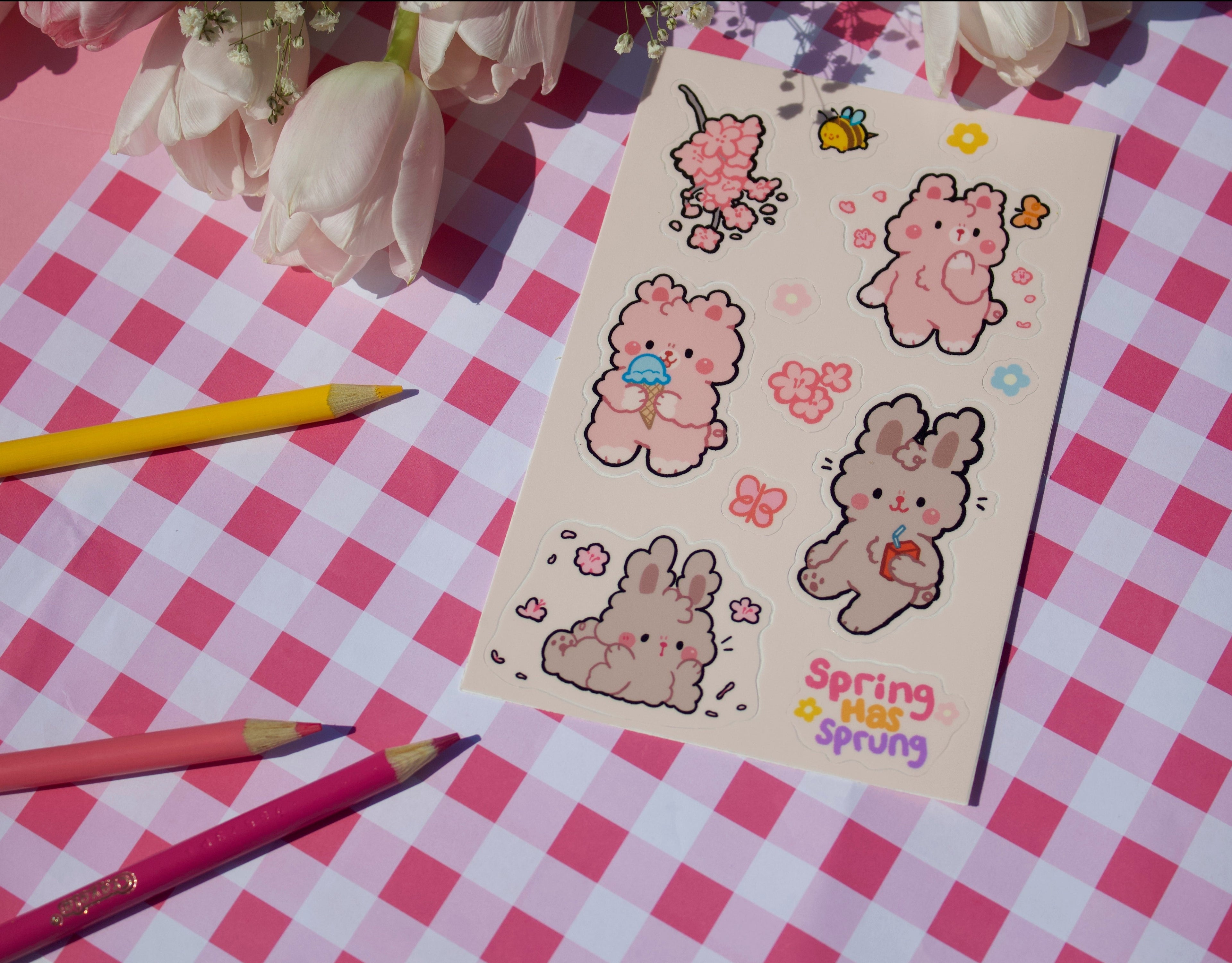 Sakura Bunny and Bear Sticker Sheet