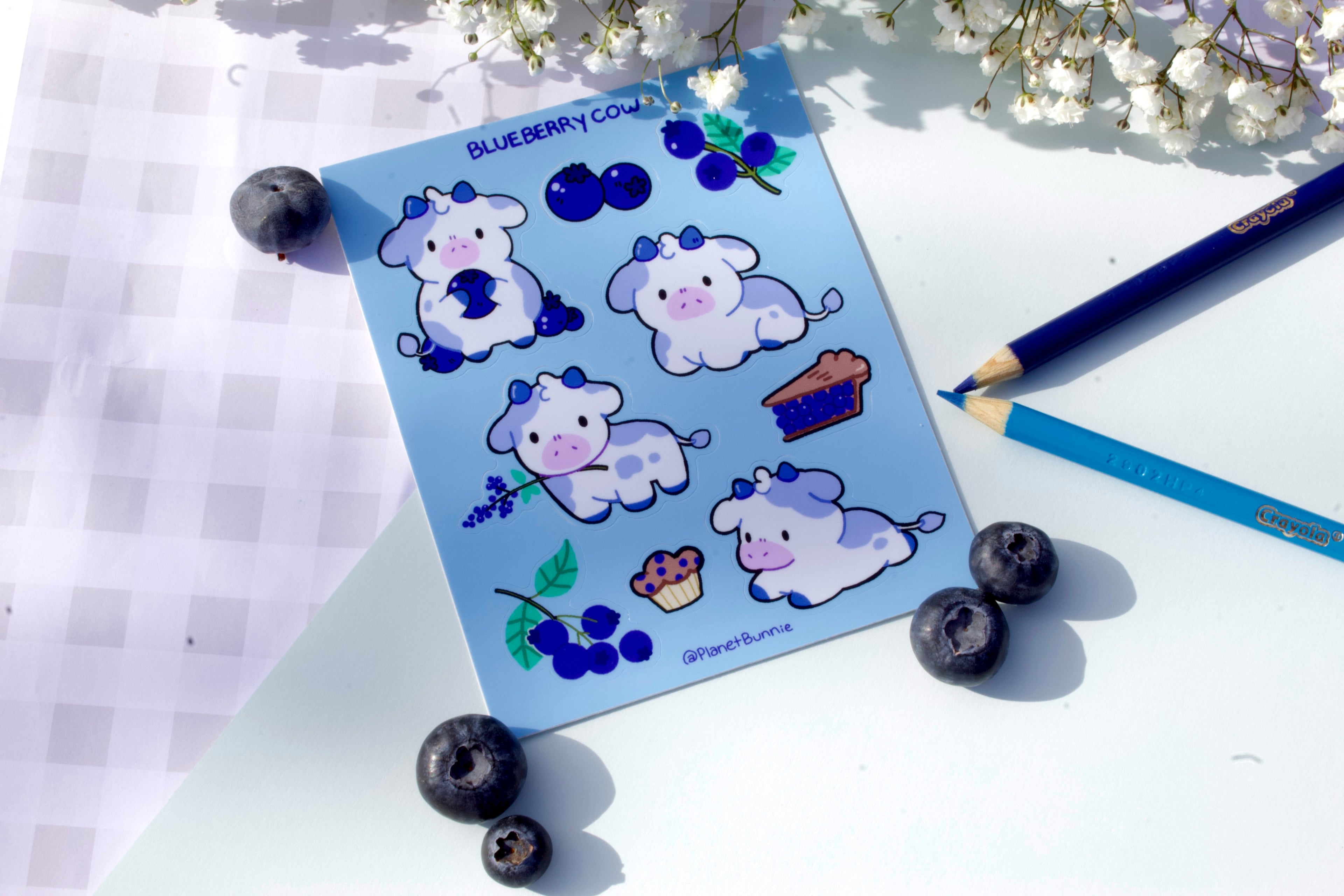 Blueberry Cow Sticker Sheet