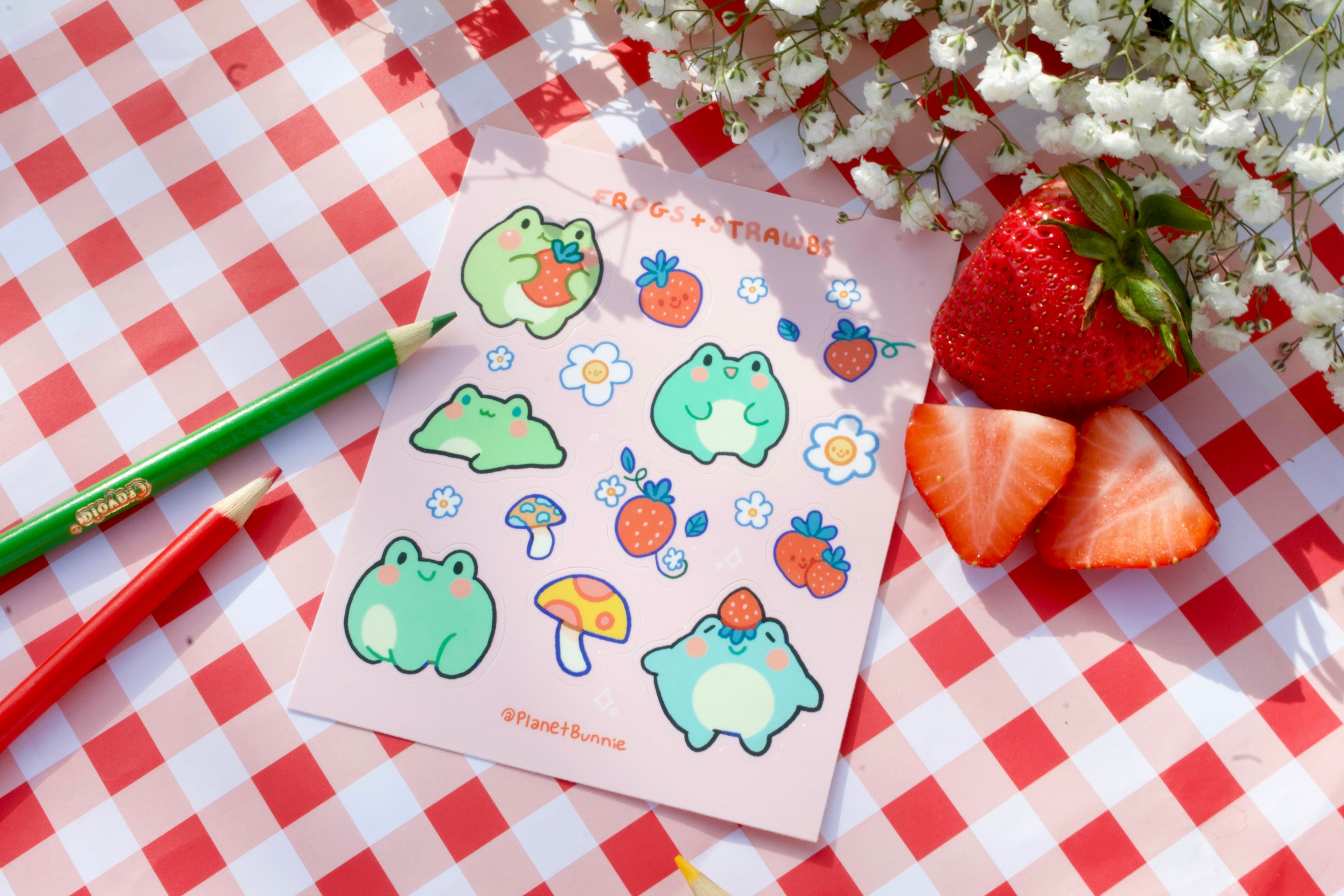Frogs and Strawbs Sticker sheet