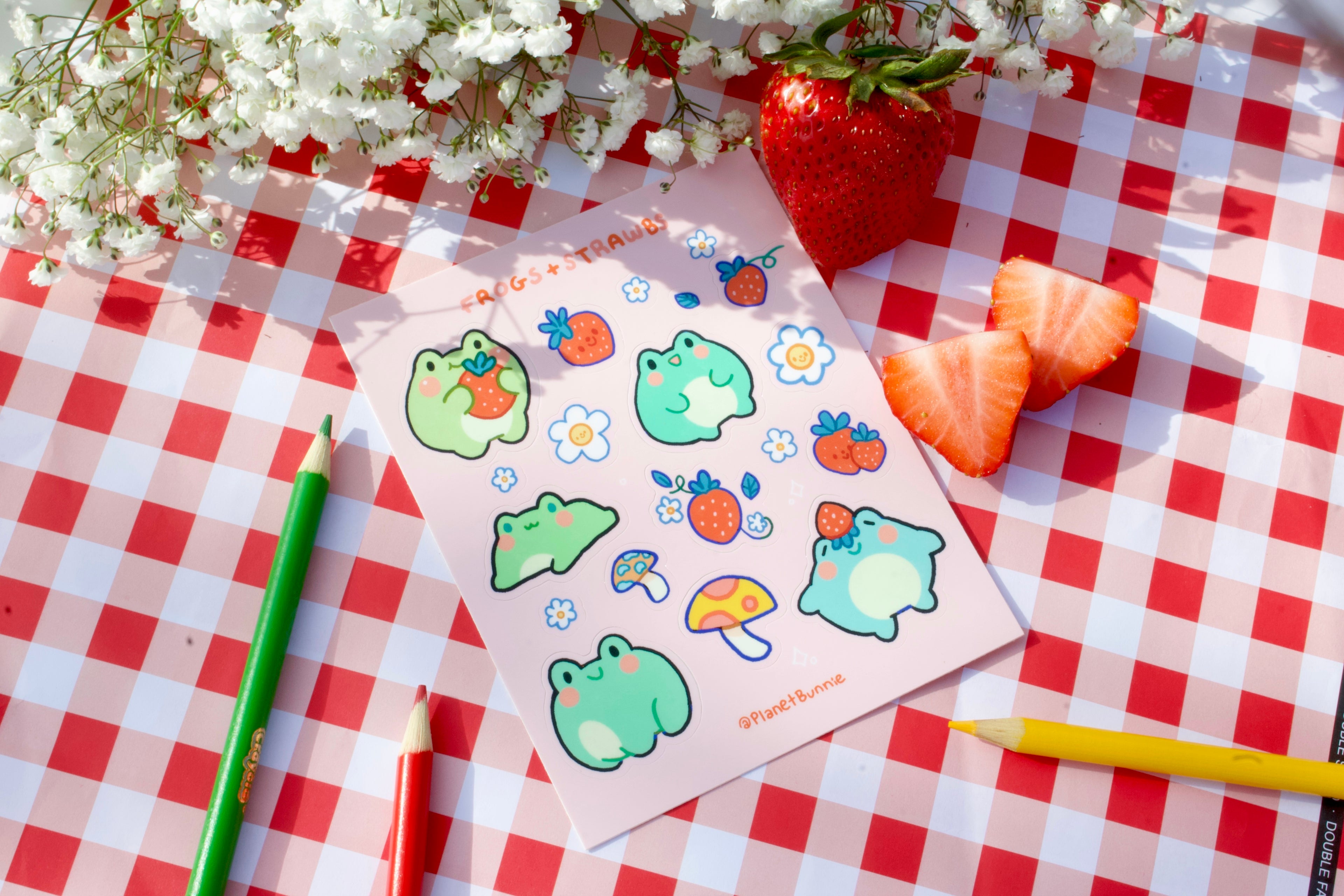 Frogs and Strawbs Sticker sheet