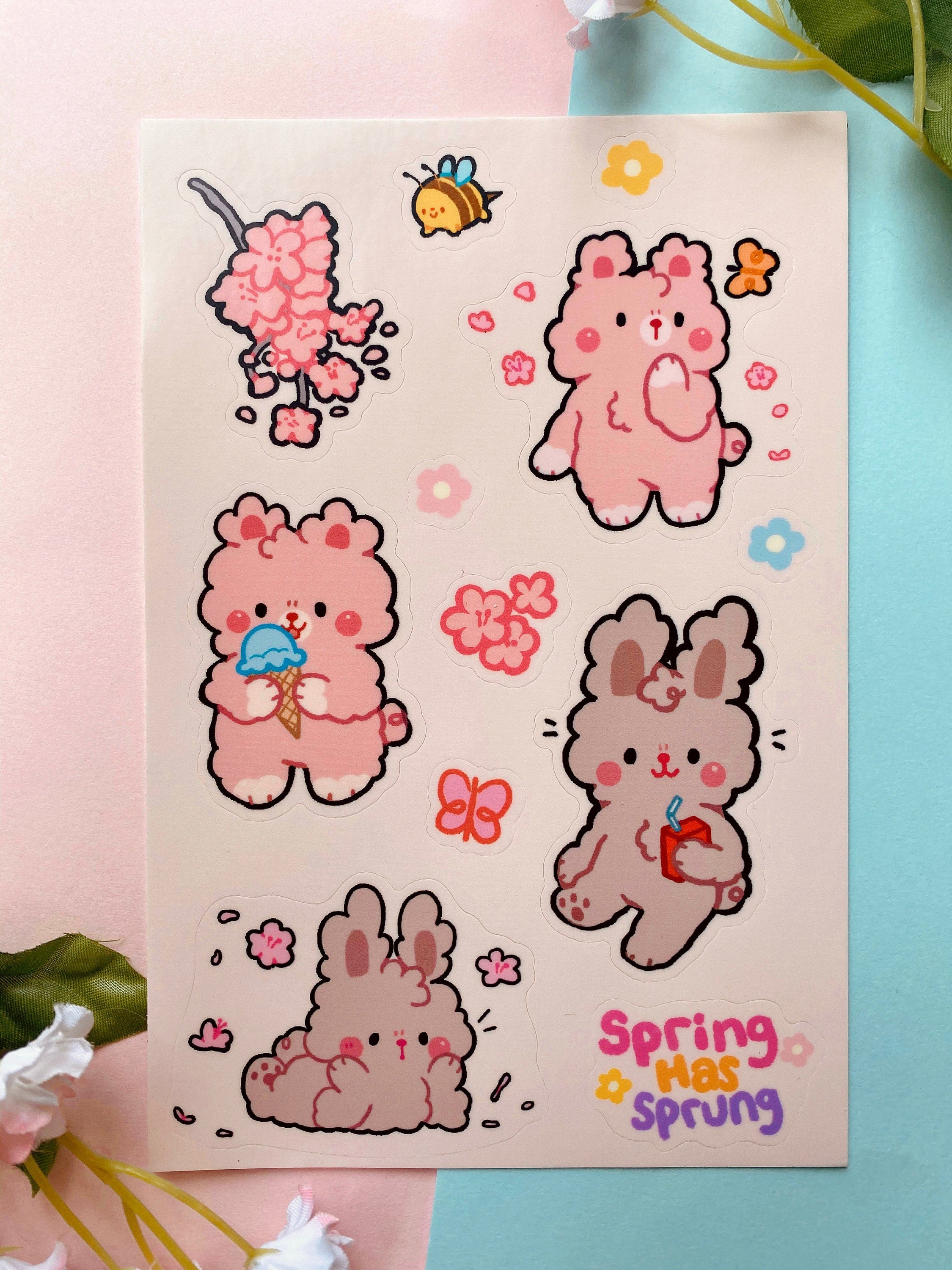 Sakura Bunny and Bear Sticker Sheet
