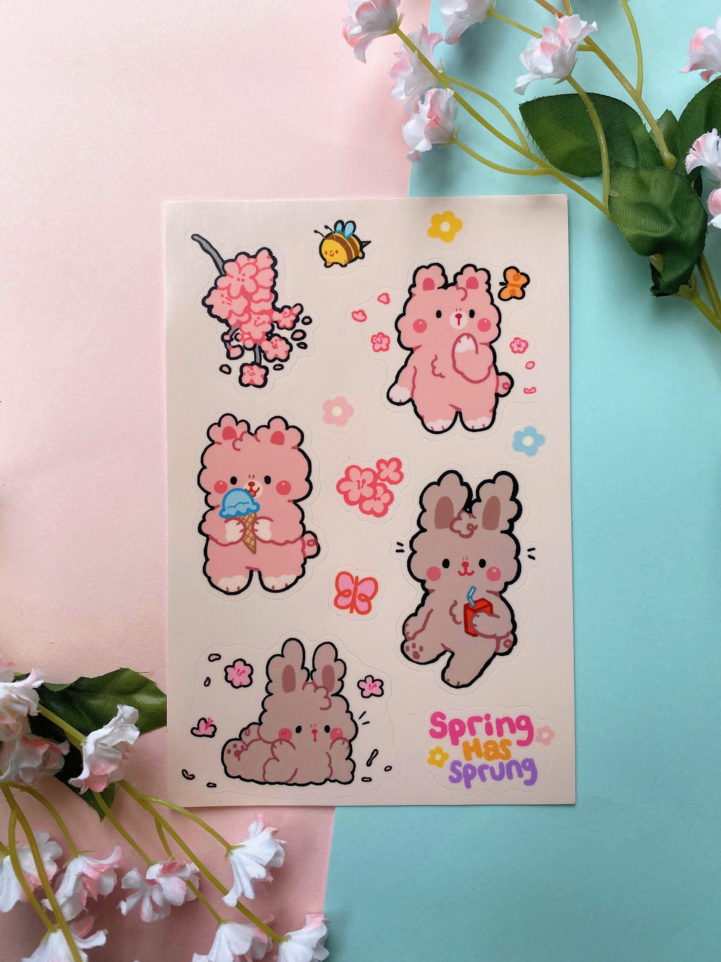 Sakura Bunny and Bear Sticker Sheet