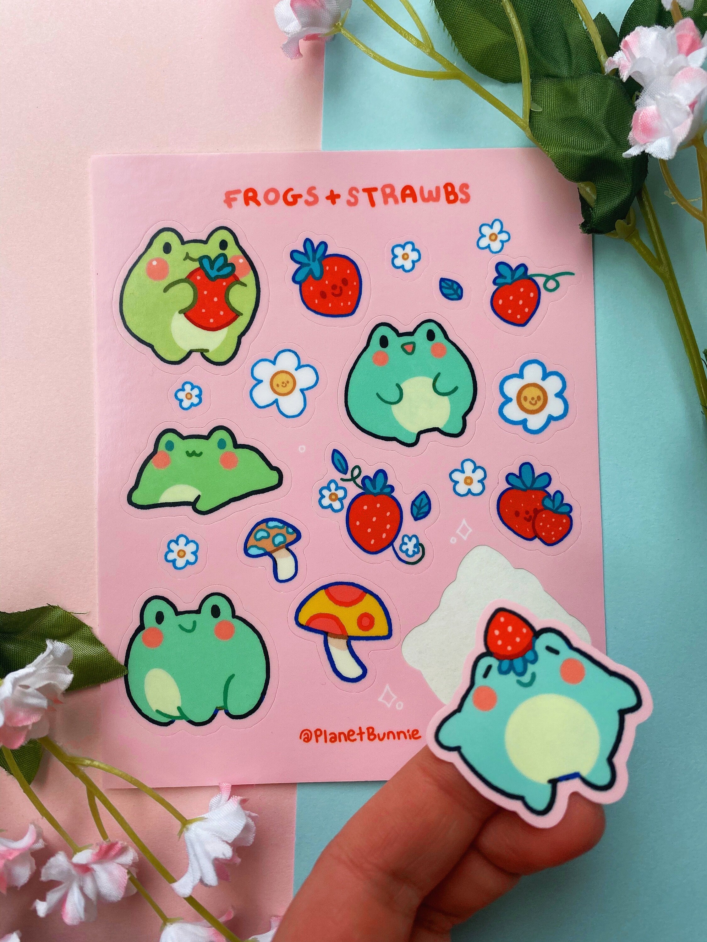 Frogs and Strawbs Sticker sheet