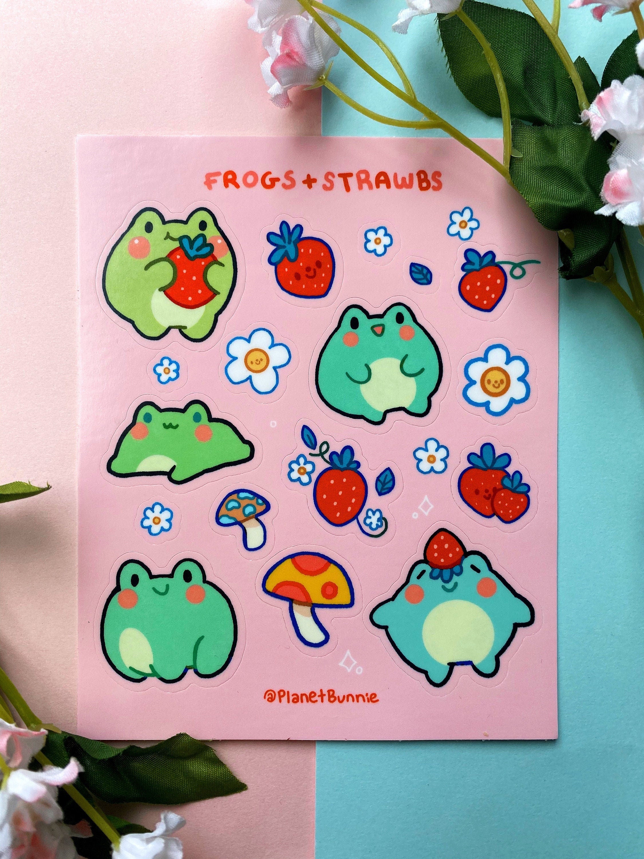 Frogs and Strawbs Sticker sheet
