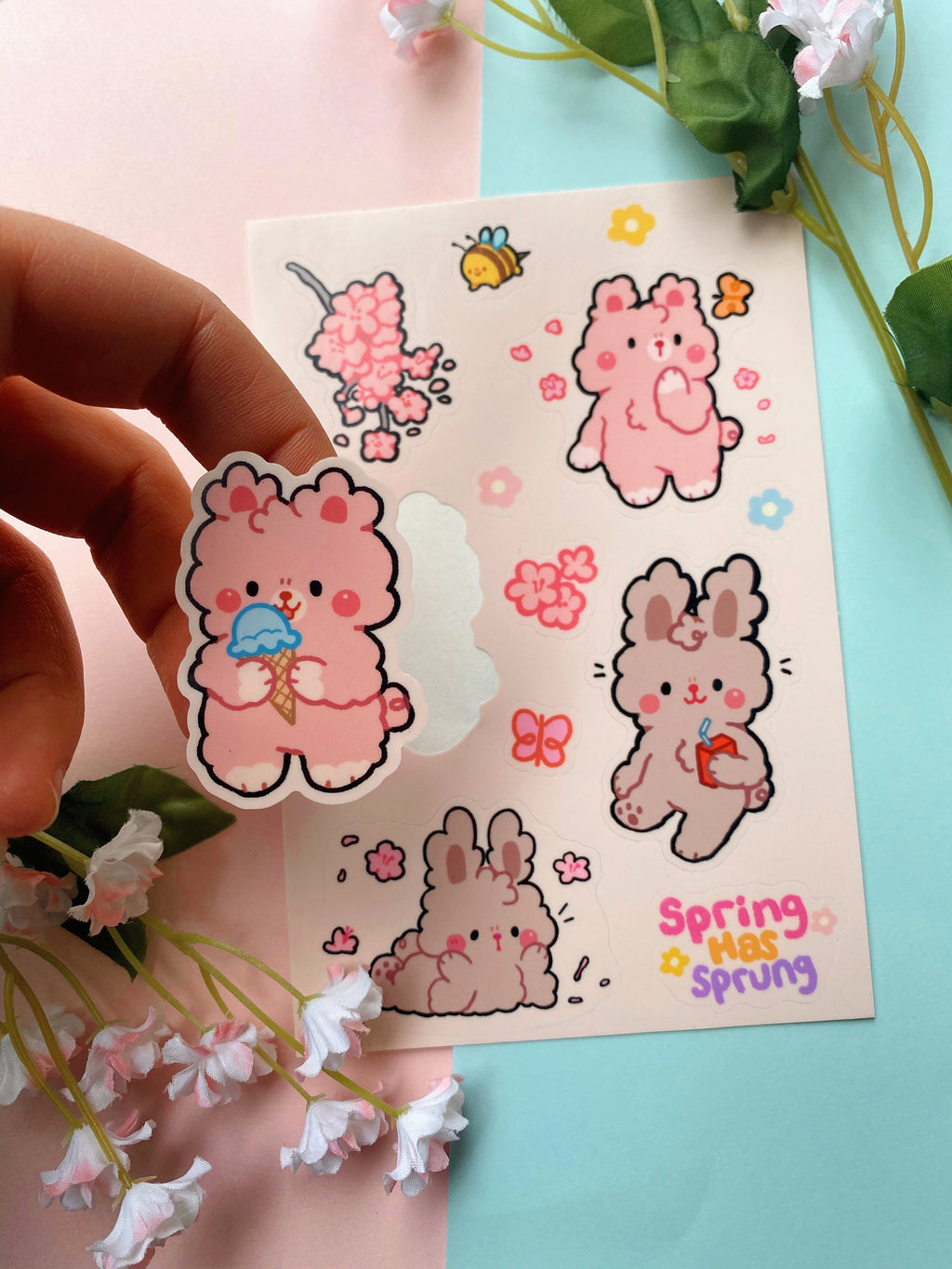 Sakura Bunny and Bear Sticker Sheet
